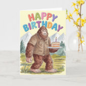Grappig Happy Birthday BigFoot Sasquatch Kaart (Gele Bloem)