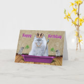 Grappig Happy Birthday Cat Litter Joke Quote Kaart (Gele Bloem)