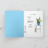 Grappig Happy Birthday Cat Voeg een naam toe Wensk Kaart (Binnen)