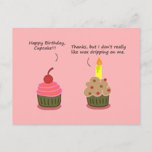 Grappig Happy Birthday-kaart: Cupcake Candle Woes Briefkaart
