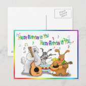 Grappig Happy Birthday kaart met honden spelen (Voorkant / Achterkant)