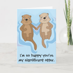 Grappig Happy Birthday-kaart met otters die handen Kaart