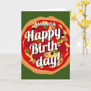 Grappig Happy Birthday-kaart met pepperoni pizza Kaart