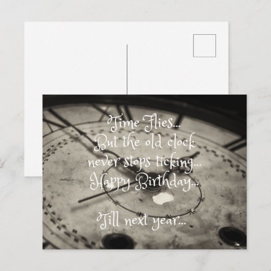 Grappig Happy Birthday Old  Clock Briefkaart (Voorkant / Achterkant)