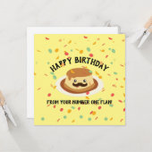Grappig Happy Birthday van je nummer één Flan Kaart (Voorkant / Achterkant in situ)