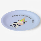 Grappig Happy Birthday voor Koe van Moo Cute Party Papieren Bordje (Gekanteld)