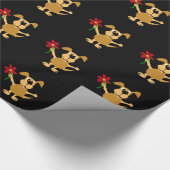 Grappig Happy Brown Dog met Red Flower Cadeaupapier (Hoek)