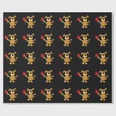 Grappig Happy Brown Dog met Red Flower Cadeaupapier (Vlak)