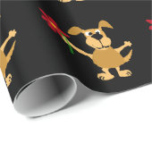 Grappig Happy Brown Dog met Red Flower Cadeaupapier (Rol Hoek)