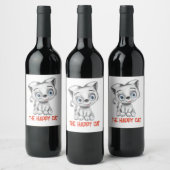 Grappig Happy Cat Wijnlabel | Schattigee Cat Face Wijn Etiket (Flessen)
