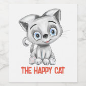 Grappig Happy Cat Wijnlabel | Schattigee Cat Face Wijn Etiket (Enkel label)