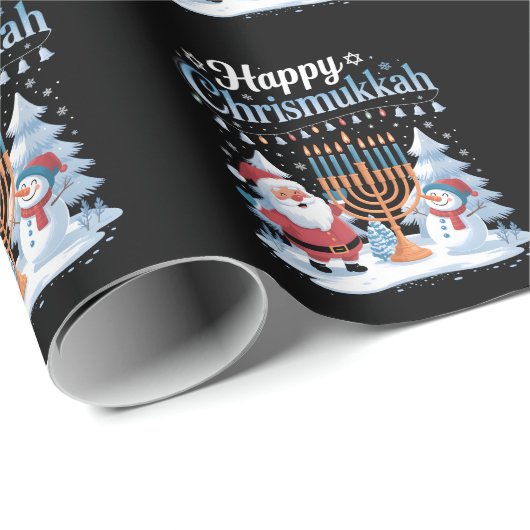 Grappig Happy Chrismukkah Santa Menorah Vakantie Cadeaupapier (Rol Hoek)