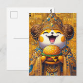 Grappig Happy Critter Eten Cheeseburger Briefkaart (Voorkant / Achterkant)
