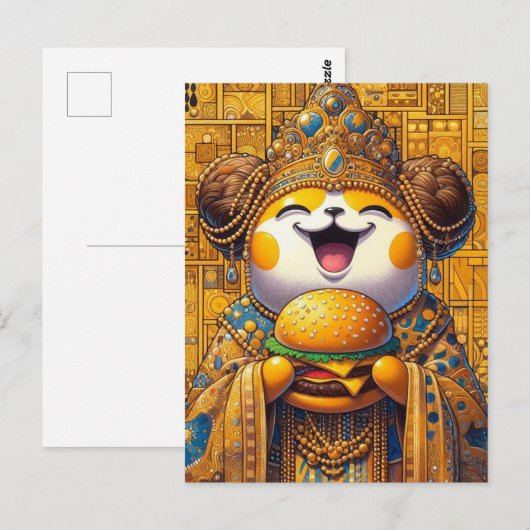 Grappig Happy Critter Eten Cheeseburger Briefkaart (Voorkant / Achterkant)