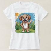 Grappig Happy Dog Kinder T-Shirt – Schattigee Cart (Design voorkant)