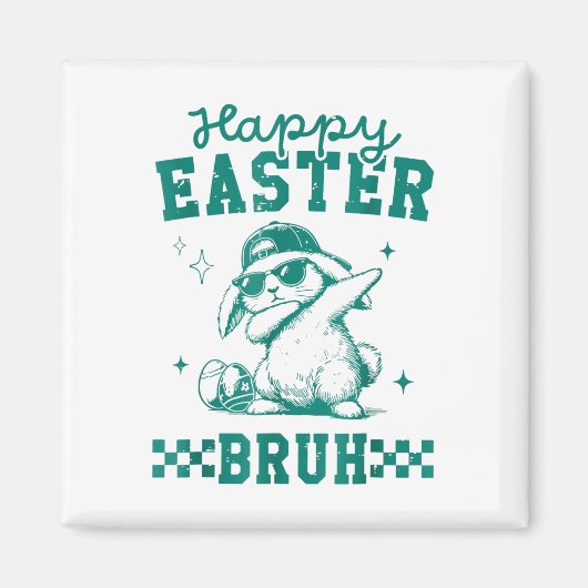 Grappig Happy Easter Bruh Bunny Dabbing Schattige  Magneet (Voorkant)