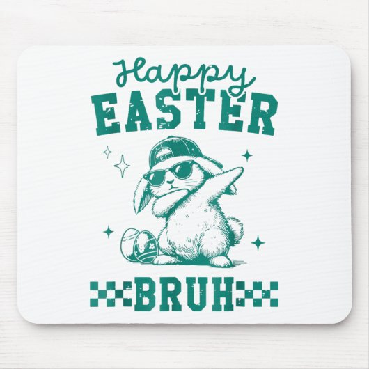 Grappig Happy Easter Bruh Bunny Dabbing Schattige Muismat (Voorkant)