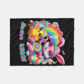 Grappig Happy Easter Bunny Chick Roken Wiet Fleece Deken (Voorkant (Horizontaal))