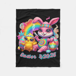 Grappig Happy Easter Bunny Chick Roken Wiet Fleece Deken