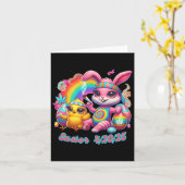 Grappig Happy Easter Bunny Chick Roken Wiet Kaart (Gele Bloem)