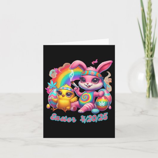 Grappig Happy Easter Bunny Chick Roken Wiet Kaart (Voorkant)
