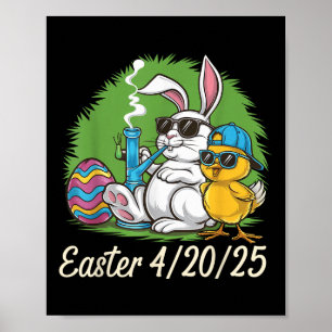 Grappig Happy Easter Bunny Chick Roken Wiet Poster