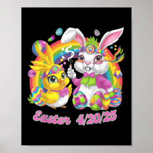 Grappig Happy Easter Bunny Chick Roken Wiet Poster