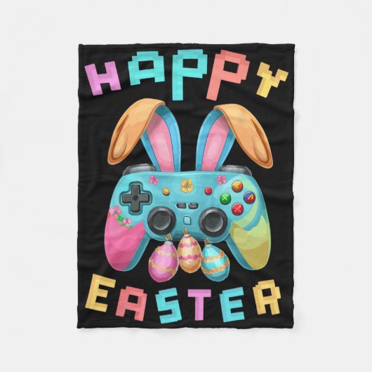 Grappig Happy Easter Bunny Gaming Controller Gamer Fleece Deken (Voorkant)