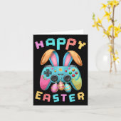 Grappig Happy Easter Bunny Gaming Controller Gamer Kaart (Gele Bloem)
