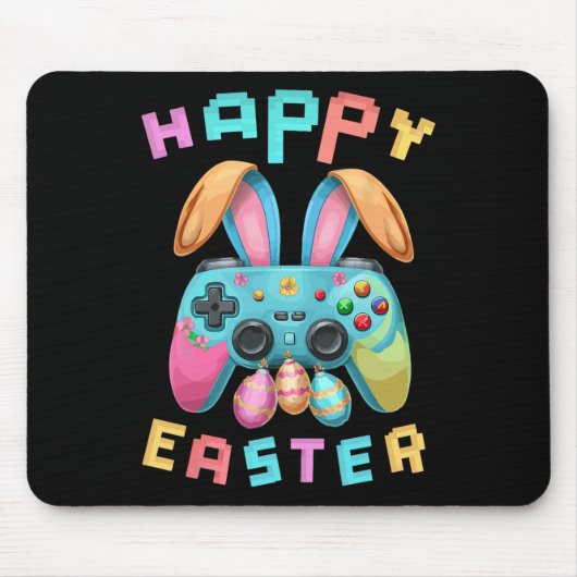 Grappig Happy Easter Bunny Gaming Controller Gamer Muismat (Voorkant)