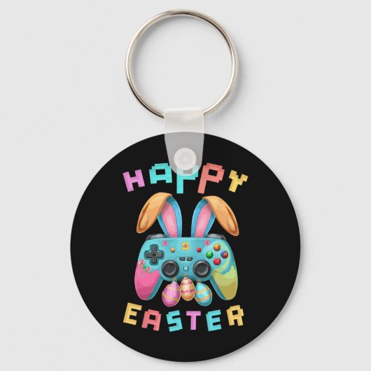 Grappig Happy Easter Bunny Gaming Controller Gamer Sleutelhanger (Voorkant)