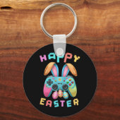 Grappig Happy Easter Bunny Gaming Controller Gamer Sleutelhanger (Voorkant)
