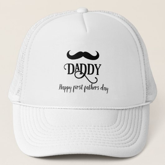 Grappig Happy eerste vaderdag gepersonaliseerd Trucker Pet (Voorkant)