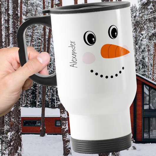 Grappig Happy Face Snowman-kerstwarme Coco van twe Reisbeker