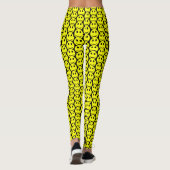 Grappig Happy Faces Geel Zwart Patroon Leggings (Achterkant)