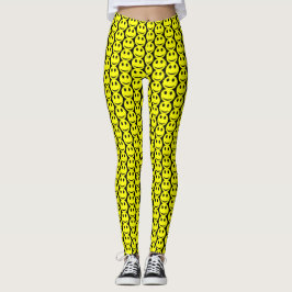 Grappig Happy Faces Geel Zwart Patroon Leggings
