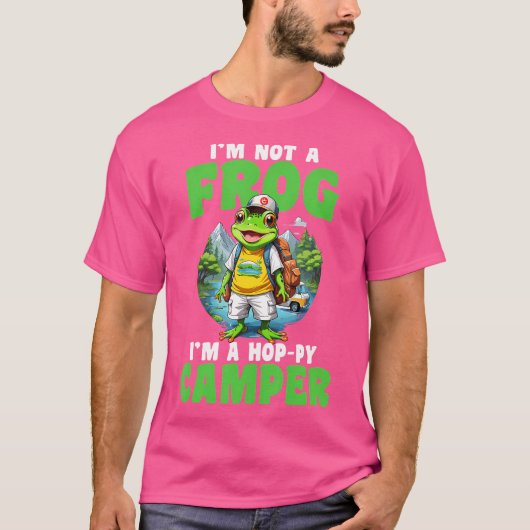 Grappig Happy Frog en Camping Lover Wandelrugzak T-shirt (Voorkant)