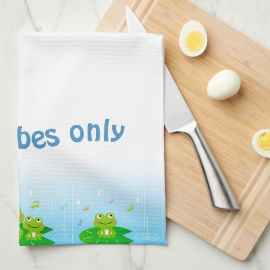 Grappig Happy Frogs en Good Vibes Only Text Theedoek (Quarter Fold)