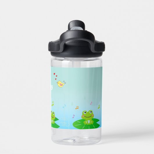 Grappig Happy Frogs en Good Vibes Only Text Waterfles (Achterkant)