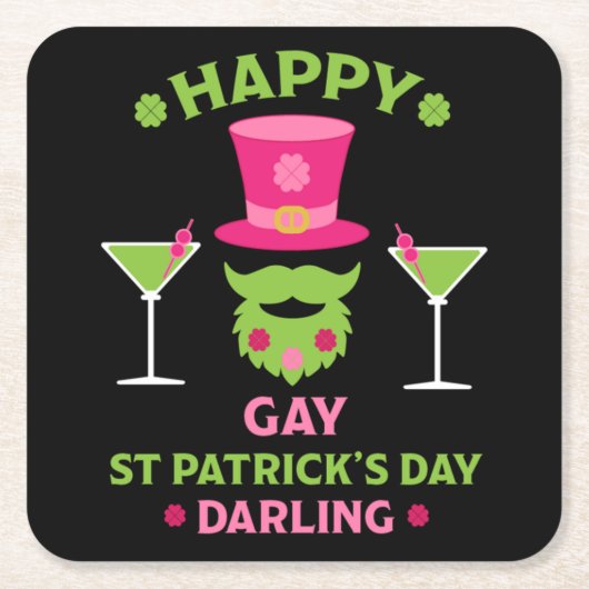 Grappig Happy Gay St Patrick's Day Kartonnen Onderzetters (Voorkant)