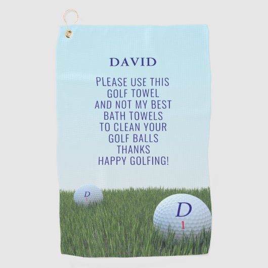 Grappig Happy Golfen Naam Monogram Golf Handdoek (Voorkant)