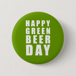 Grappig Happy Green Beer Day Ronde Button 5,7 Cm