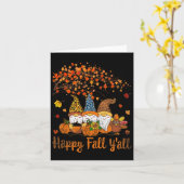 Grappig Happy Herfst Y Thanksgiving Gnomes Tree Pu Kaart (Gele Bloem)