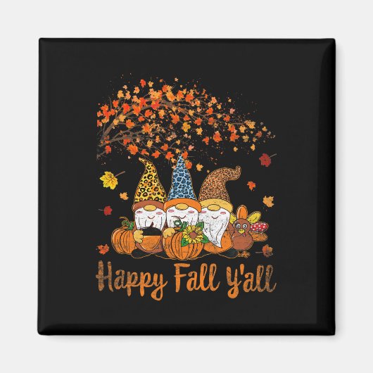 Grappig Happy Herfst Y Thanksgiving Gnomes Tree Pu Magneet (Voorkant)