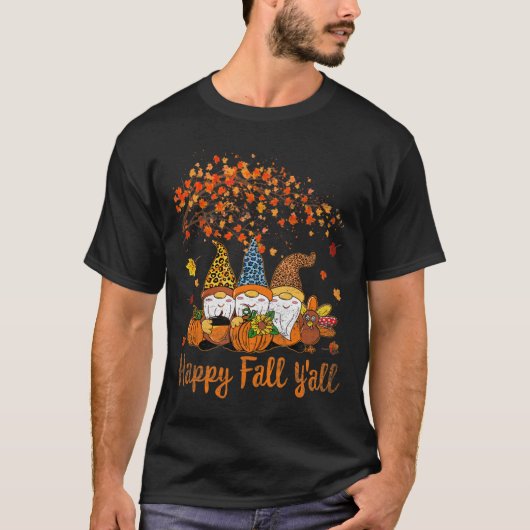 Grappig Happy Herfst Y Thanksgiving Gnomes Tree Pu T-shirt (Voorkant)