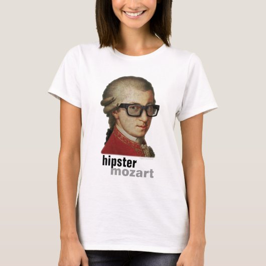 Grappig Happy Hipster Mozart voor mannen en vrouwe T-shirt (Voorkant)