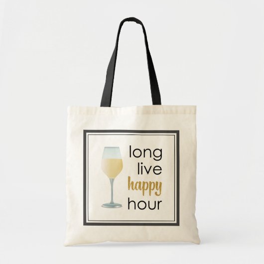 Grappig Happy Hour Quote Tote Bag (Voorkant)