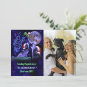 Grappig Happy Howholidays Kersthond Familie Foto Feestdagenkaart (Staand voorkant)