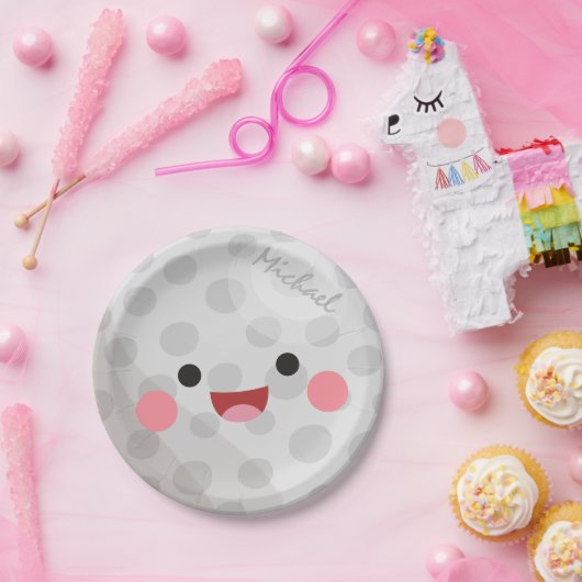 Grappig Happy Kawaii Golf Ball Golfer Name Kind Pa Papieren Bordje (Feest)
