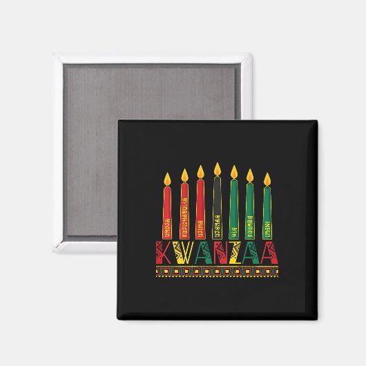 Grappig Happy Kwanzaa Kinara Principes Kaarsen Pan Magneet (Voorkant / Achterkant)